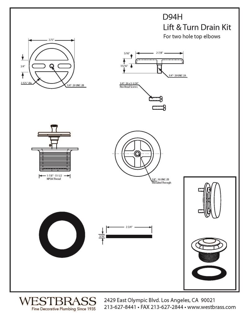 Westbrass Twist & Close Tub Trim Set with Floating Overflow Faceplate, Matte Black, D94H-62 - Image 2